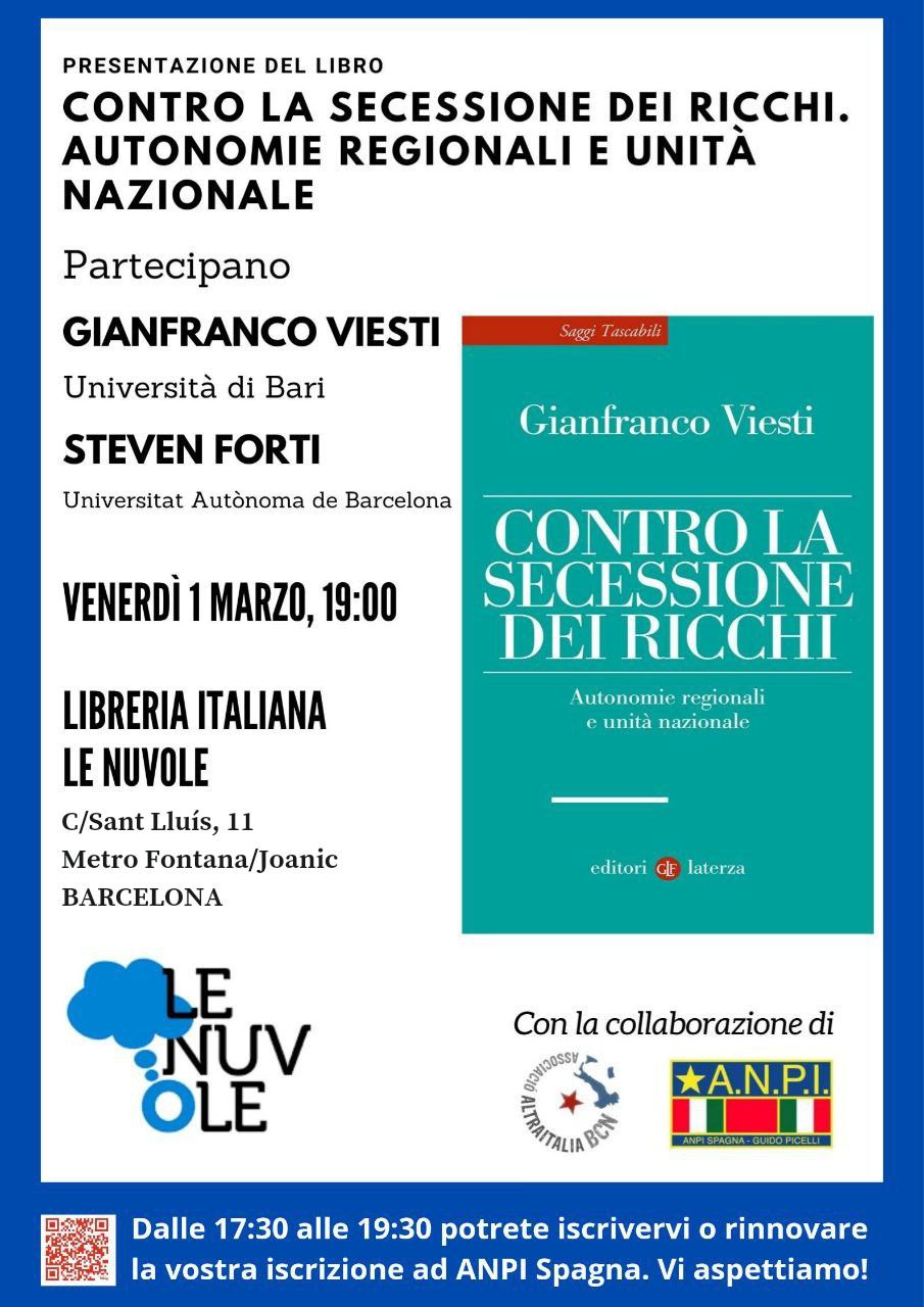 Evento 1 marzo 2024: presentazione del libro “Contro la secessione dei ricchi” e tesseramento